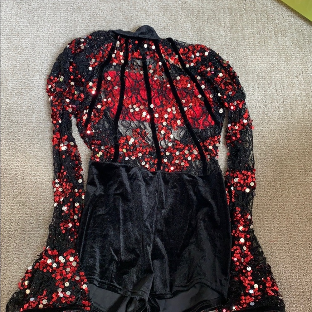 black and red jazz dance costume